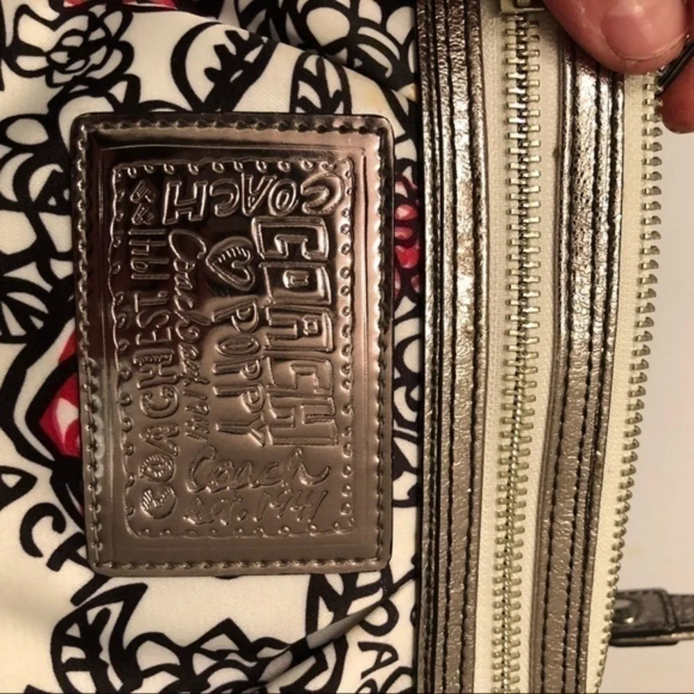 Coach poppy white floral sateen mini clutch bag